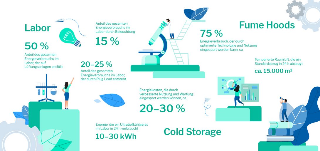 Infografik zu den Themen Labor Fume Hoods und Cold Storage